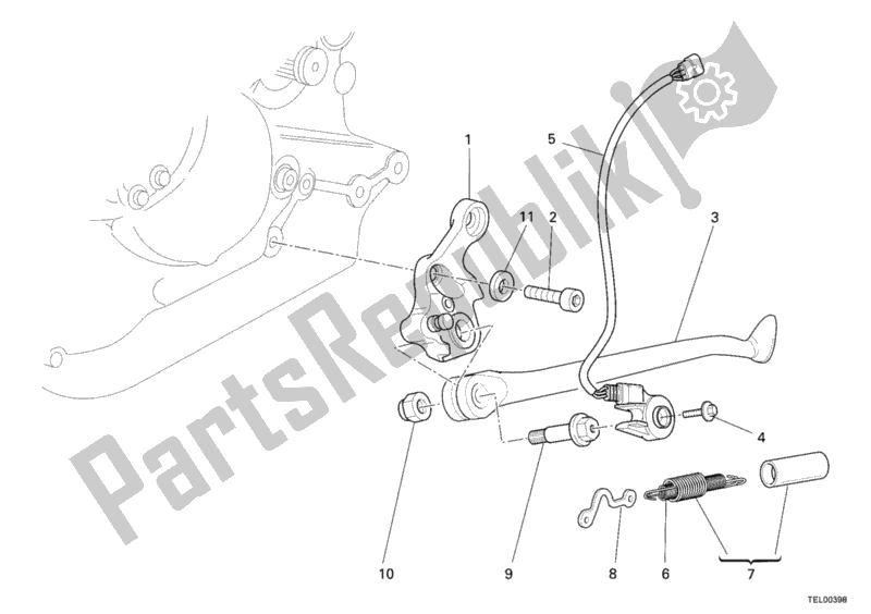 All parts for the Side Stand of the Ducati Monster S2R 1000 USA 2006
